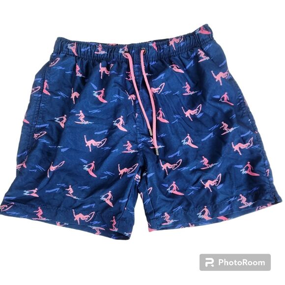 Franks Mens Surfer Print Drawstring Swim Trunks Size Large - Picture 1 of 7